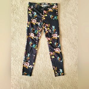 Floral print cotton stretch skinny pants